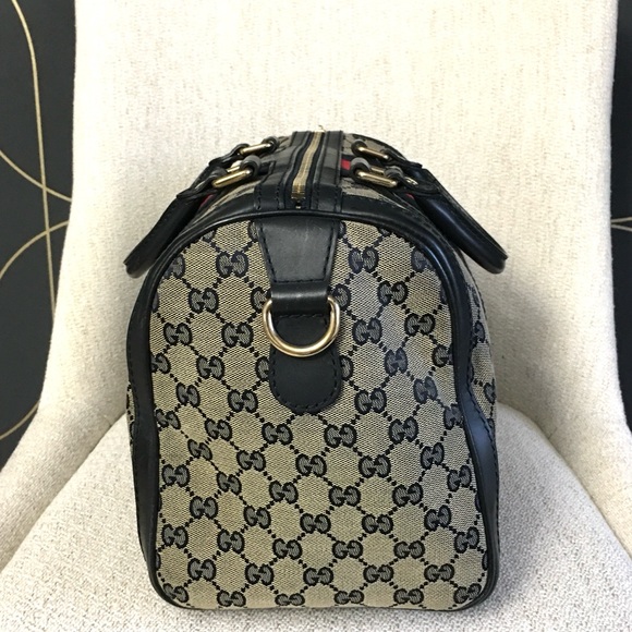 Authentic Gucci Boston satchel bag grey navy - Picture 9 of 16